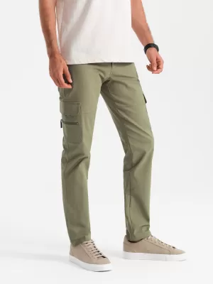 Pánské kalhoty OMBRE OM-PACG-0204 OLIVE