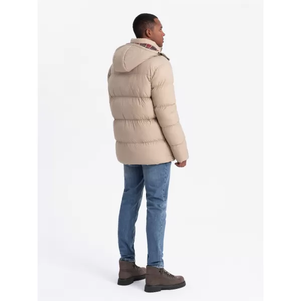  Pánská zimní bunda OMBRE OM-JAHP-0205 BEIGE 
