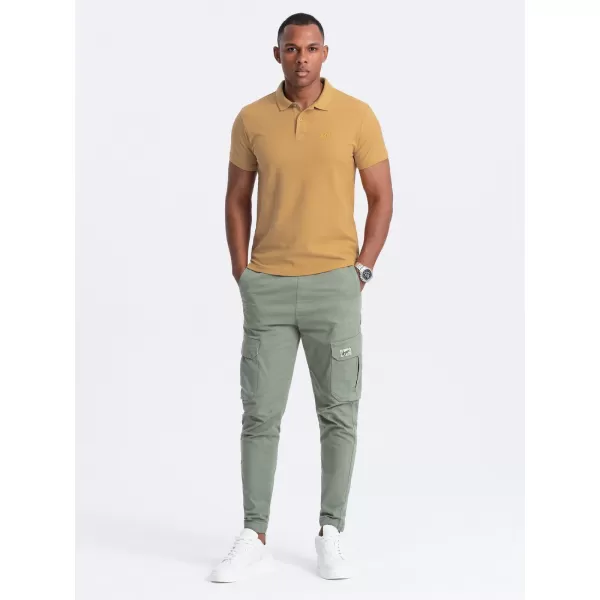  Pánské triko s límečkem OMBRE OM-POBS-0100 MUSTARD 