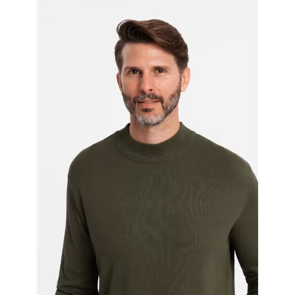  Pánský svetr OMBRE OM-SWTN-0100 KHAKI 