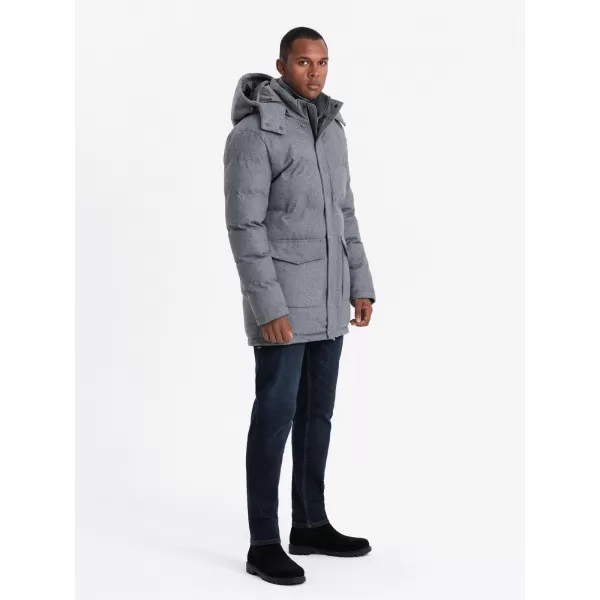  Pánská bunda OMBRE OM-JALJ-0217 GREY MELANGE 