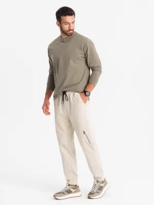Pánské kalhoty OMBRE OM-PAJO-0199 CREAM