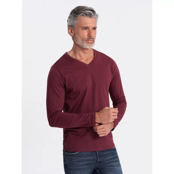  Pánské triko s dlouhým rukávem OMBRE OM-LSBL-0108 MAROON 