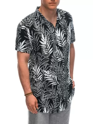 Pánská košile OMBRE OM-SHPS-0113 BLACK/WHITE