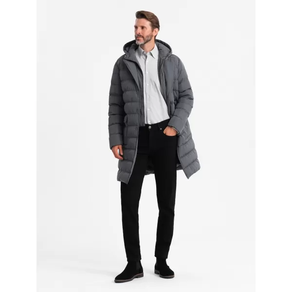  Pánský kabát OMBRE OM-JALJ-0177 GRAPHITE 
