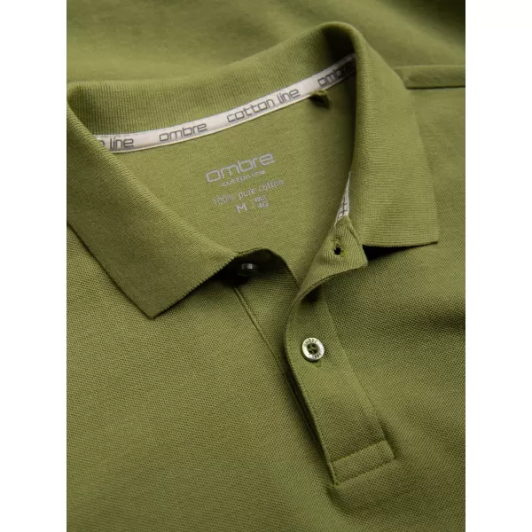  Pánské triko s límečkem OMBRE OM-POBS-0100 OLIVE 