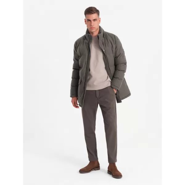  Pánská bunda OMBRE OM-JALJ-0217 DARK GREY MELANGE 