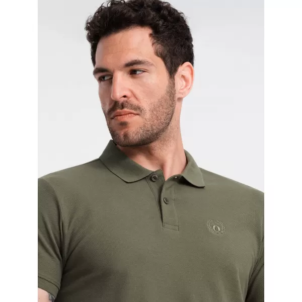  Pánské triko s límečkem OMBRE OM-POBS-0100 DARK OLIVE GREEN 