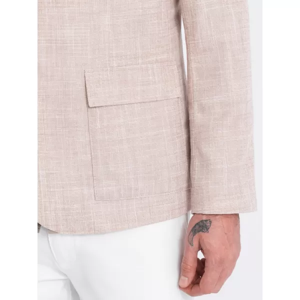  Pánské sako OMBRE OM-BLZB-0128 LIGHT BEIGE 