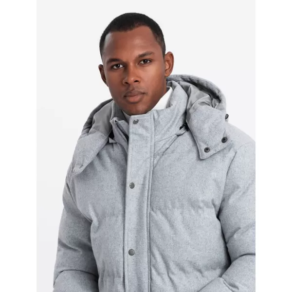  Pánská bunda OMBRE OM-JALJ-0217 LIGHT GREY MELANGE 