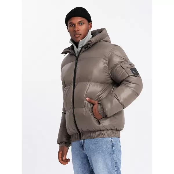  Pánská bunda OMBRE OM-JAHP-0207 DARK BEIGE 