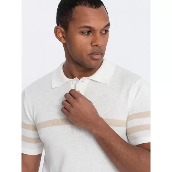  Pánské triko s límečkem OMBRE OM-POSS-0118 CREAM 