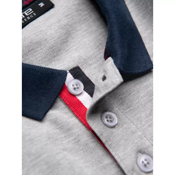  Pánské triko s límečkem OMBRE OM-POSS-0105 GRAY MELANGE 