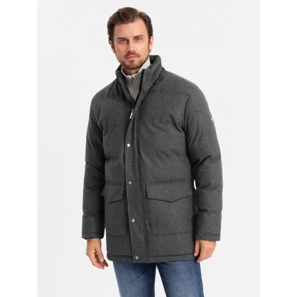  Pánská bunda OMBRE OM-JALJ-0217 BLACK MELANGE 