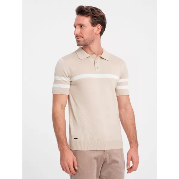  Pánské triko s límečkem OMBRE OM-POSS-0118 BEIGE 