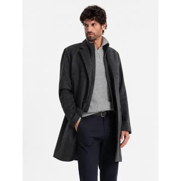  Pánský kabát OMBRE OM-COWC-0121 GRAPHITE 