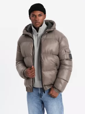 Pánská bunda OMBRE OM-JAHP-0207 DARK BEIGE