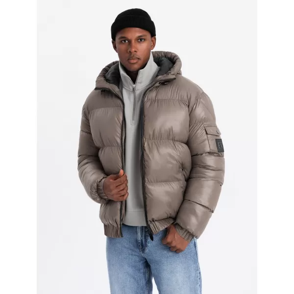  Pánská bunda OMBRE OM-JAHP-0207 DARK BEIGE 