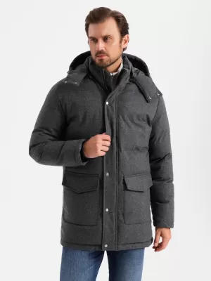 Pánská bunda OMBRE OM-JALJ-0217 BLACK MELANGE