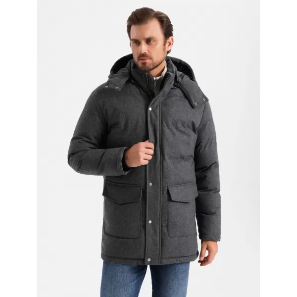  Pánská bunda OMBRE OM-JALJ-0217 BLACK MELANGE 