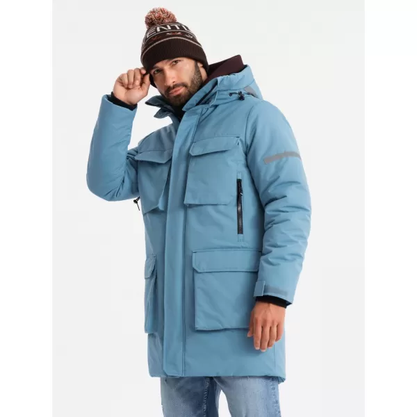  Pánská bunda OMBRE OM-JALJ-0169 BLUE 