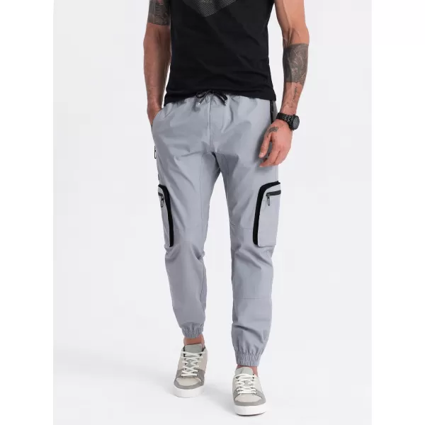  Pánské kalhoty OMBRE OM-PAJO-0135 LIGHT GREY 