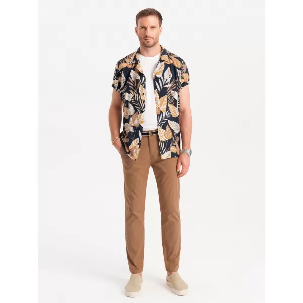  Pánské kalhoty OMBRE OM-PACP-0118 BROWN 