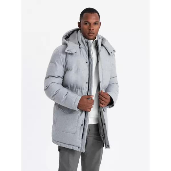  Pánská bunda OMBRE OM-JALJ-0217 LIGHT GREY MELANGE 
