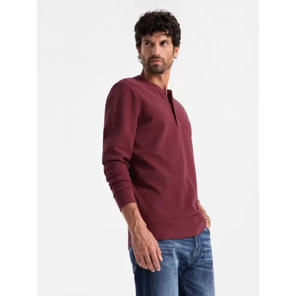  Pánské triko s dlouhým rukávem OMBRE OM-LSCL-0120 MAROON 