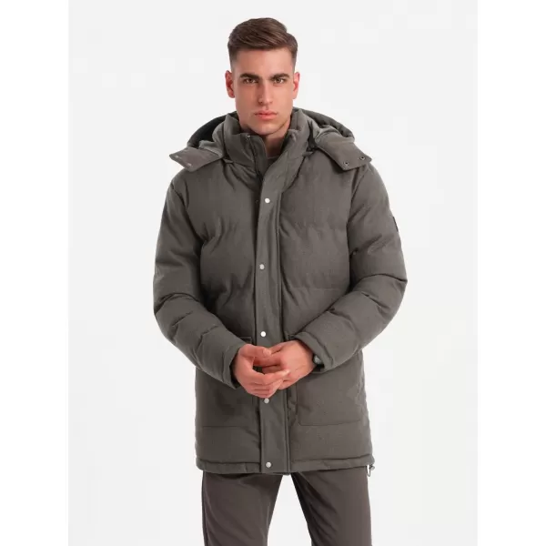  Pánská bunda OMBRE OM-JALJ-0217 DARK GREY MELANGE 