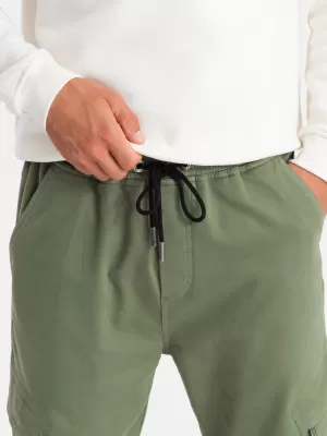 Pánské kalhoty OMBRE OM-PAJO-0199 OLIVE