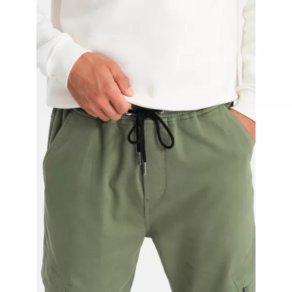  Pánské kalhoty OMBRE OM-PAJO-0199 OLIVE 