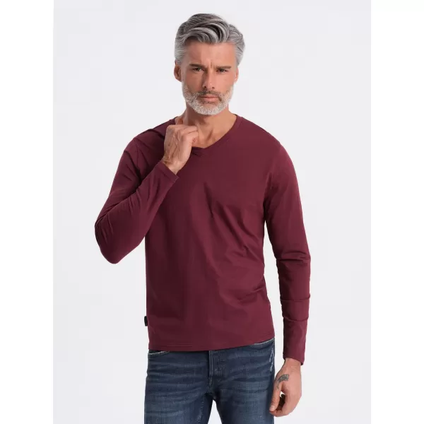  Pánské triko s dlouhým rukávem OMBRE OM-LSBL-0108 MAROON 