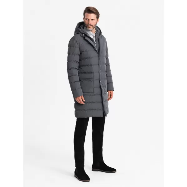  Pánský kabát OMBRE OM-JALJ-0177 GRAPHITE 