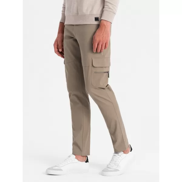  Pánské kalhoty OMBRE OM-PACG-0204 KHAKI 