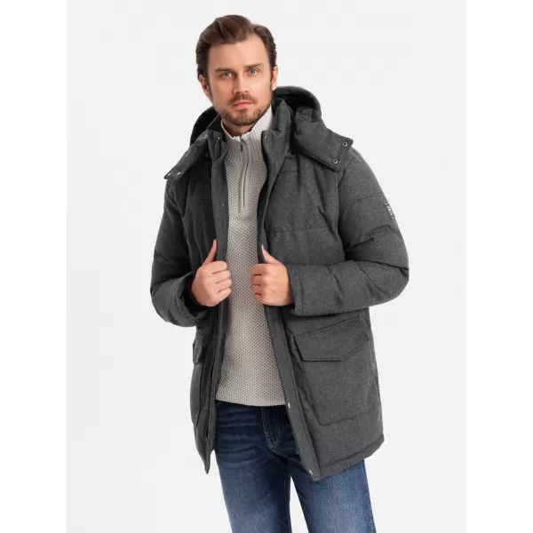  Pánská bunda OMBRE OM-JALJ-0217 BLACK MELANGE 