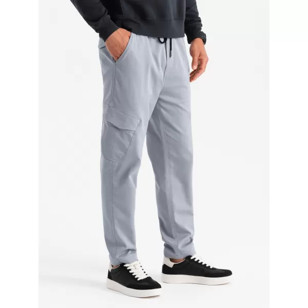  Pánské kalhoty OMBRE OM-PAJO-0199 LIGHT GREY 