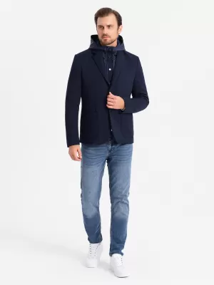 Pánské sako OMBRE OM-BLZB-0133 NAVY BLUE