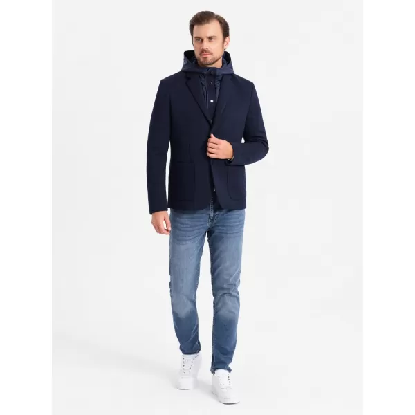  Pánské sako OMBRE OM-BLZB-0133 NAVY BLUE 