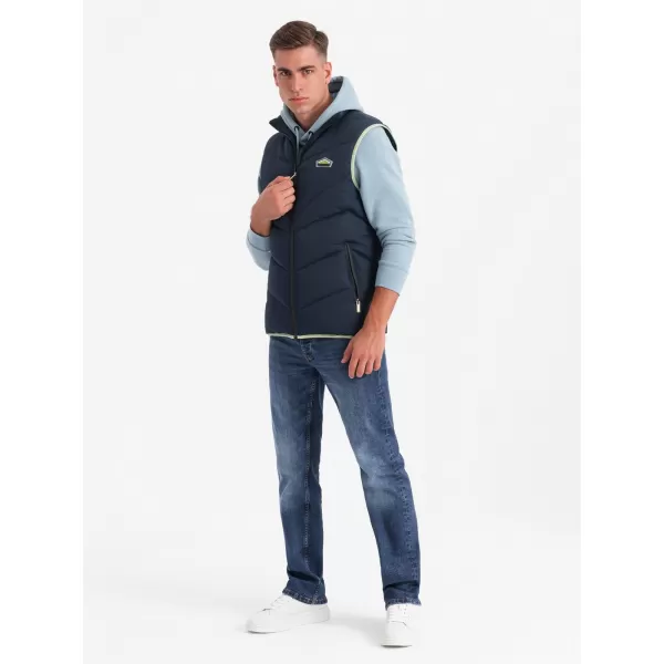  Pánská vesta OMBRE OM-JAVJ-0210 NAVY BLUE 