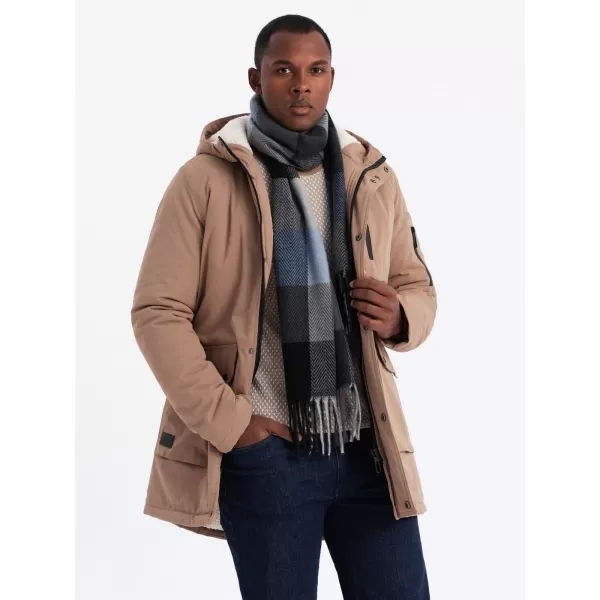  Pánská bunda OMBRE OM-JALJ-0181 BEIGE 