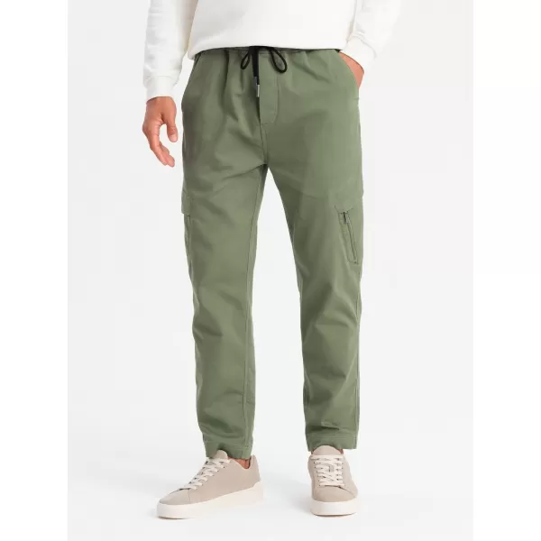  Pánské kalhoty OMBRE OM-PAJO-0199 OLIVE 