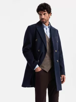 Pánský kabát OMBRE OM-COWC-0109 INDIGO