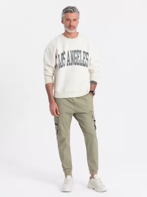 Pánské kalhoty OMBRE OM-PAJO-0125 KHAKI