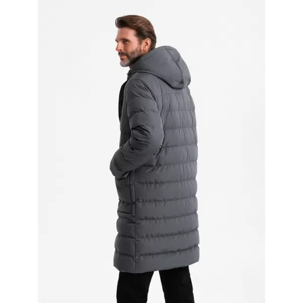  Pánský kabát OMBRE OM-JALJ-0177 GRAPHITE 