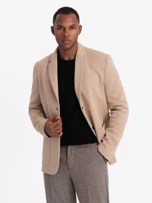 Pánské sako OMBRE OM-BLZB-0133 LIGHT BROWN