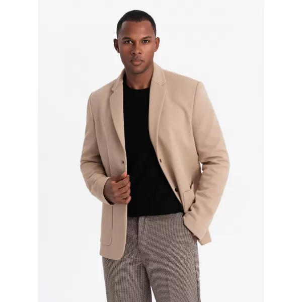  Pánské sako OMBRE OM-BLZB-0133 LIGHT BROWN 