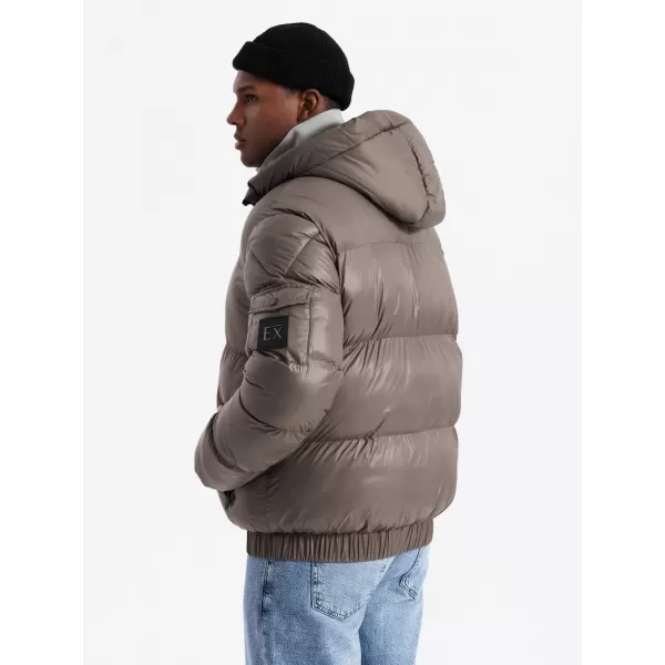  Pánská bunda OMBRE OM-JAHP-0207 DARK BEIGE 