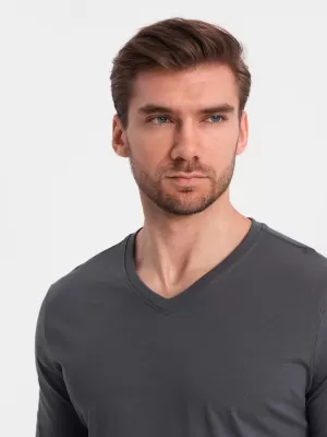 Pánské triko s dlouhým rukávem OMBRE OM-LSBL-0108 GRAPHITE