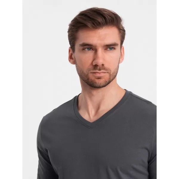  Pánské triko s dlouhým rukávem OMBRE OM-LSBL-0108 GRAPHITE 